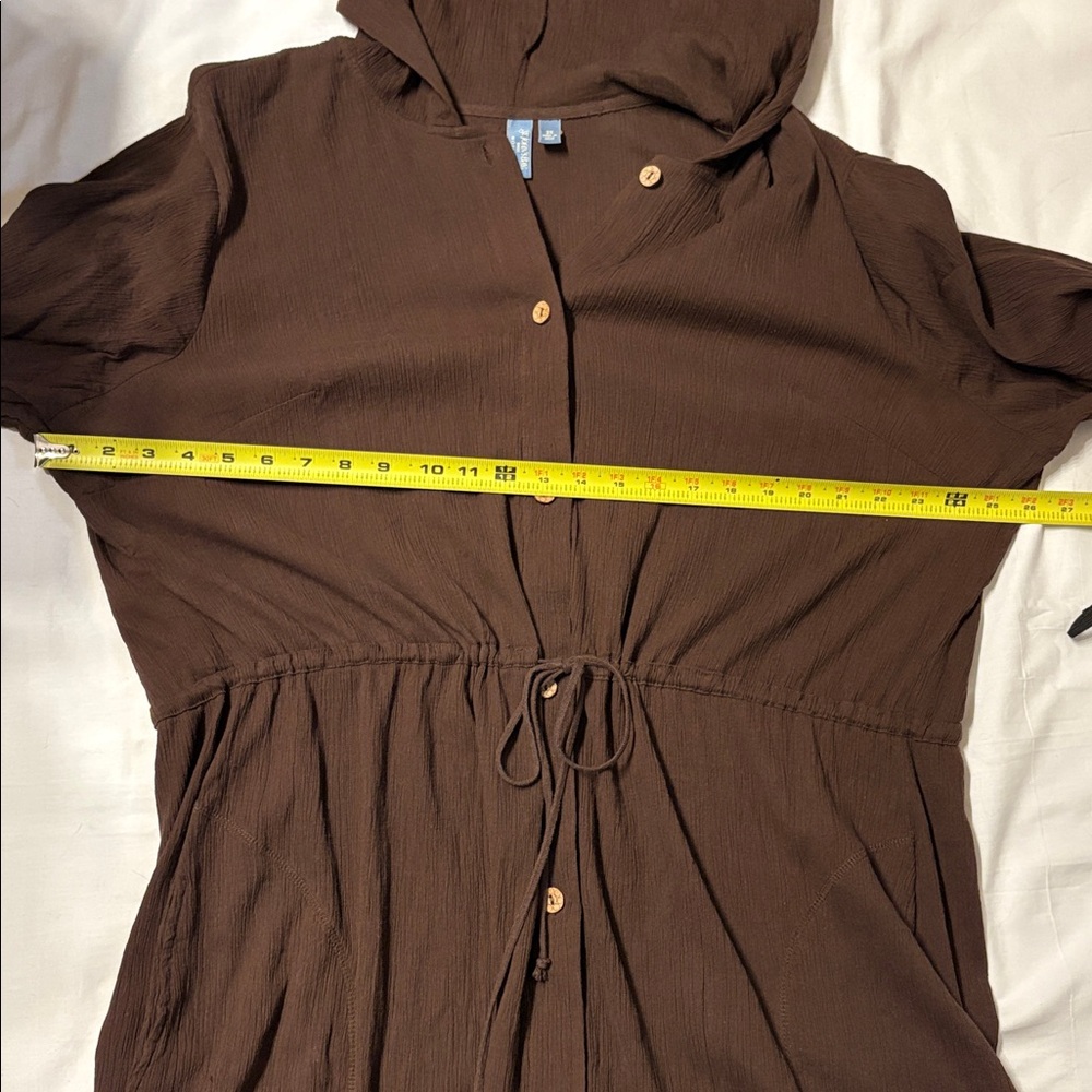 St.John's Bay Brown Ribbed Hooded Button Swim Cover Up SZ 3X Cotton Quiet Luxury - Picture 7 of 10